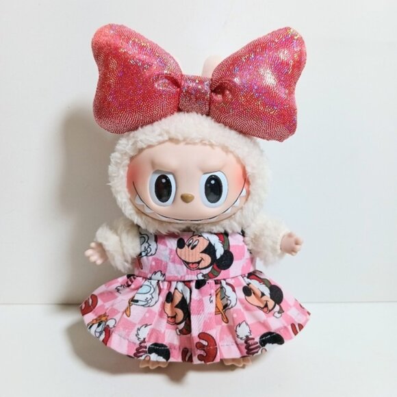 Custom Disney Mickey Holiday Dress and Sparkle Bow Made to Fit Labubu - Picture 1 of 6